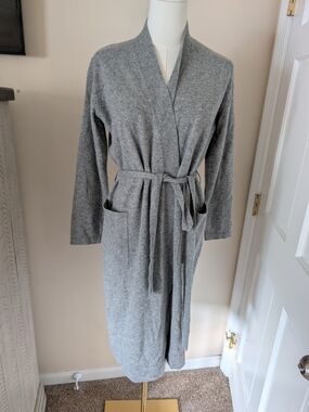 NWT Quince 100% Mongolian Cashmere Robe Heather Grey Small